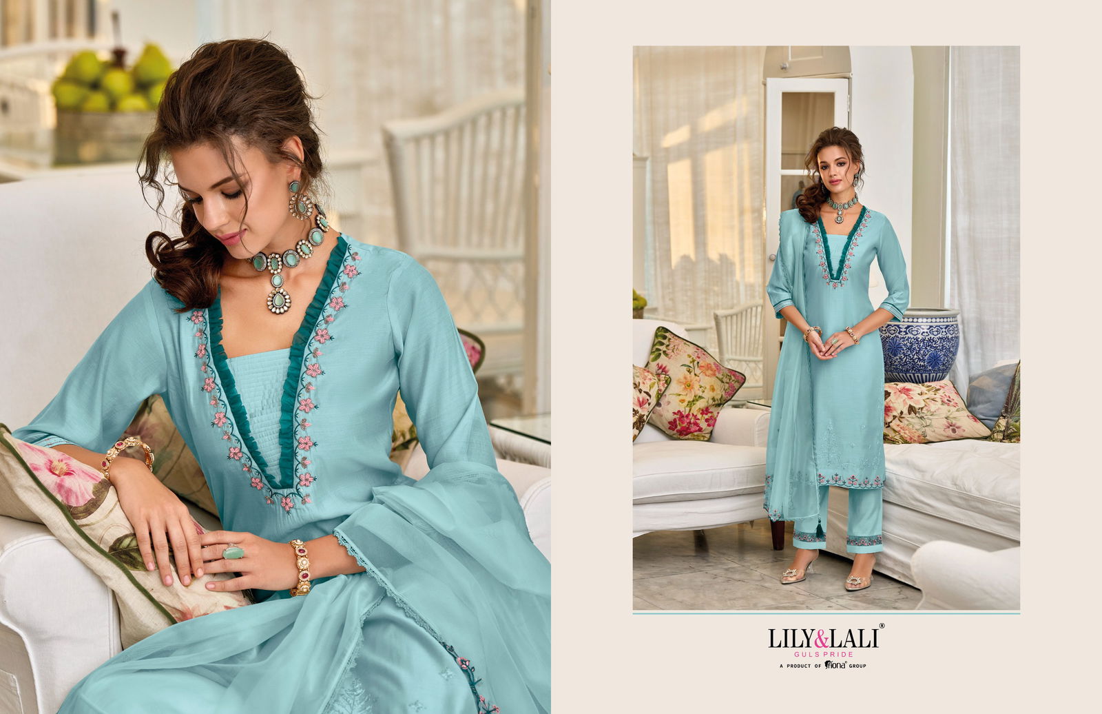 Melange By Lily And Lali Silk Embroidery Kurti With Bottom Dupatta Wholesale Clothing Suppliers In India